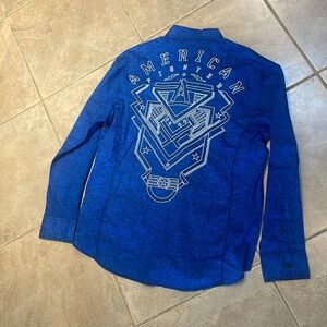NWT American Fighter Sequence Long Sleeve Woven Button Down Top! Men’s XL
